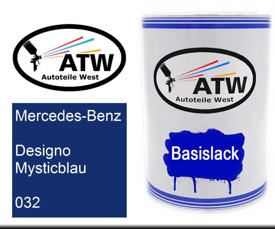 Mercedes-Benz, Designo Mysticblau, 032: 500ml Lackdose, von ATW Autoteile West.